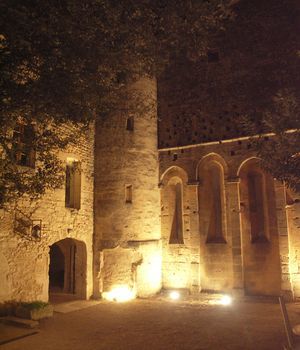 Abbaye carme de Saint-Hilaire, Monument Historique class des XIIe et XIIIe sicles, premier btiment conventuel carme (XIIIe sicle) du Comtat Venaissin (1274-1791) - Mnerbes - Vaucluse - Cour du chevet