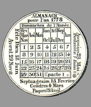 Avers d'une médaille almanach de 1778