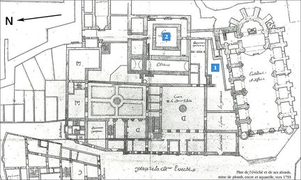 Plan (poque rvolutionnaire) de la cathdrale, du clotre et de la chapelle Saint-Etienne - Archives municipales de Carpentras