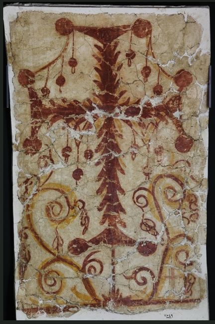 Painting from a prayer niche in Kellia depicting a foliate cross. 6th – 7th century AD.