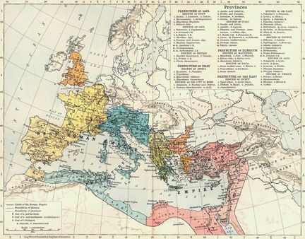 Les Empires romains d'Orient et d'Occident en 395 à la mort de Théodose le Grand