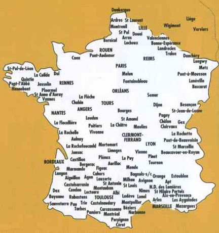 Implantation des Carmes en France