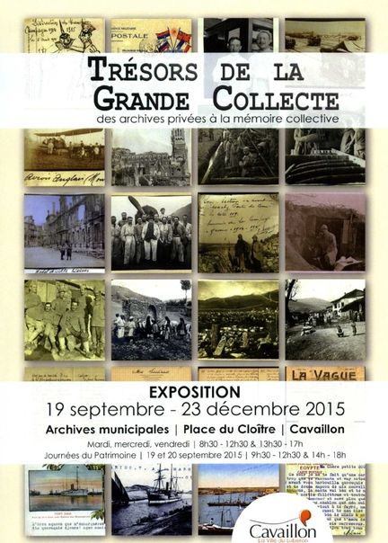 Exposition Trésors de la Grande Collecte - Archives municipales de Cavaillon - 19.09/23.12.2015