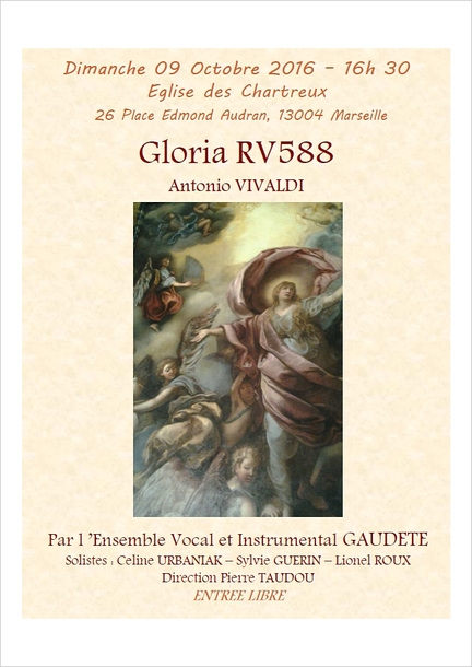 09/10/2016 - Concert en l'église des Chartreux de Marseille de l'ensemble vocal et instrumental Gaudete, sous la Direction de Pierre Taudou