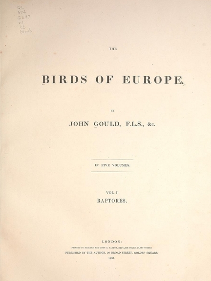 The birds of Europe, John Gould, 1804-1881