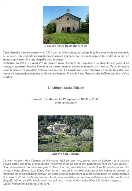 18-19.09.2021 - Journes europennes du patrimoine - Mnerbes - Vaucluse