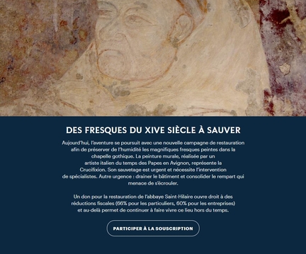 Fondation La Sauvegarde de l'Art Franais, fresques du XIVe de l'abbaye Saint-Hilaire, 2021