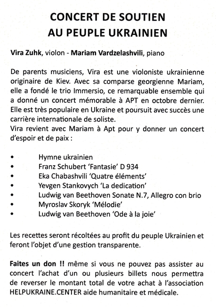 2022 03 12 APT Concert pour l'Ukraine - Programme