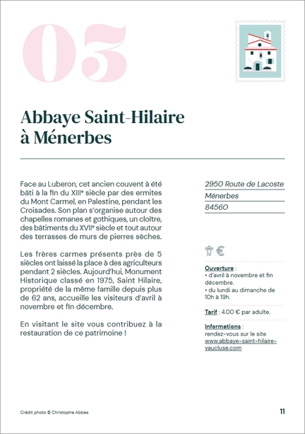 L'Abbaye Saint-Hilaire slectionne par la Fondation du patrimoine et airbnb dans leur premier Guide du patrimoine local du Vaucluse