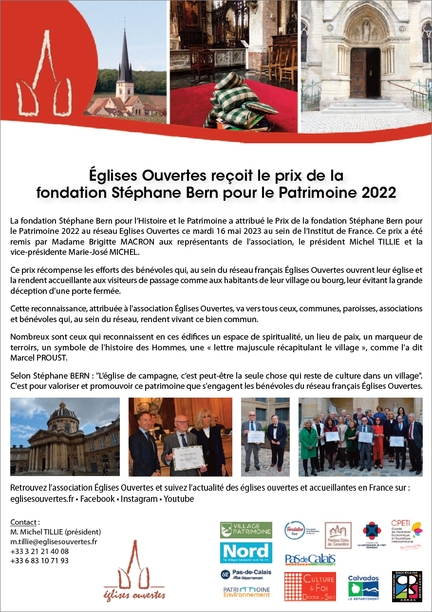2023.05.17 Attribution du Prix Patrimoine 2022 au rseau Eglises Ouvertes