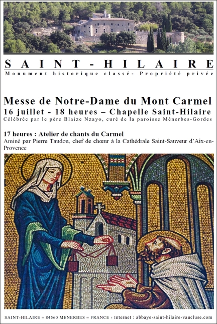 2023/07/16 - Abbaye Saint-Hilaire - Fte de Notre Dame du Mont Carmel - Messe clbre par le pre Blaize Nzayo, cur de la Paroisse Mnerbes-Gordes