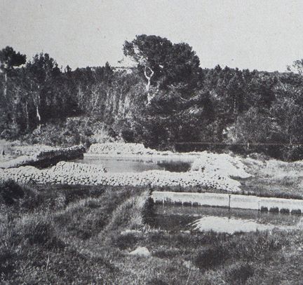 L'Illustration - 12 septembre 1942 - Les bassins d'assèchement. Sur le bord, des briquettes en train de durcir - Roussillon 84220