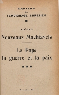 Cahier du Témoignage chrétien - 1944/11 (n°30 et 31)