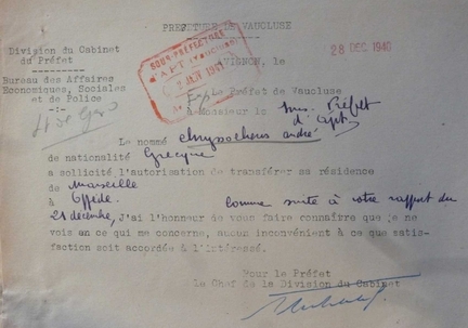 Courrier du préfet de Vaucluse au sous-préfet d'Apt, 28 décembre 1940