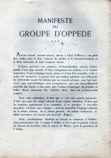 Jeune France, Quatre réalisations de jeunes - Exposition du travail des Architectes du Groupe d’Oppède (1941)