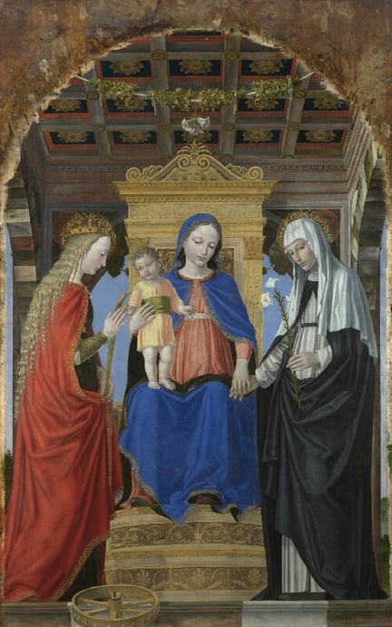 The Virgin and Child with Saint Catherine of Alexandria and Saint Catherine of Siena (vers 1490), huile sur panneau, 187,5 x 129,5 cm, National Gallery, Londres - Grande-Bretagne