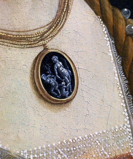 Détail du Portrait de Simonetta Vespucci (vers 1475), tempera sur panneau bois, 82 x 54 cm, Musée Städel, Francfort - Allemagne
