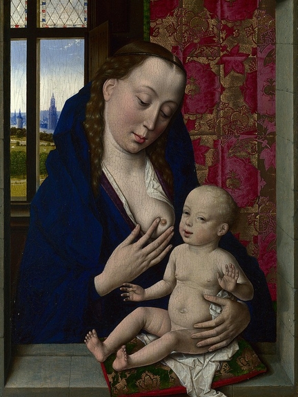 Vierge à l'enfant (vers 1465), huile avec tempera à l'oeuf sur panneau bois, 37,1 x 27,6 cm, National Gallery, Londres - Grande-Bretagne