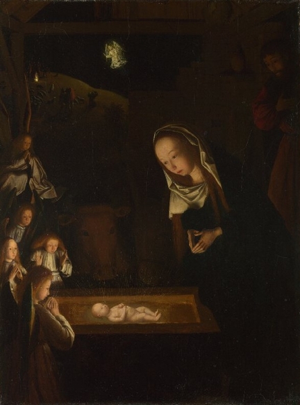 The Nativity at Night (vers 1490), huile sur panneau bois, 34 x 25,3 cm, The National Gallery, Londres - Grande-Bretagne