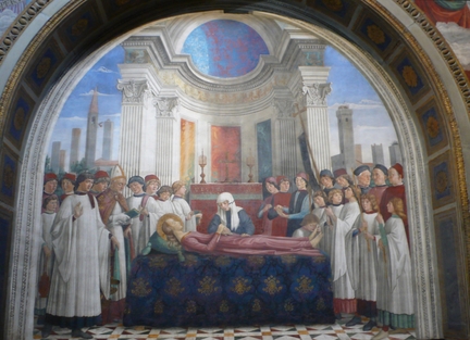 Funérailles de sainte Fina (1473), fresque, chapelle sainte Fina de la Collégiale Santa Maria Assunta, San Gimignano - Italie