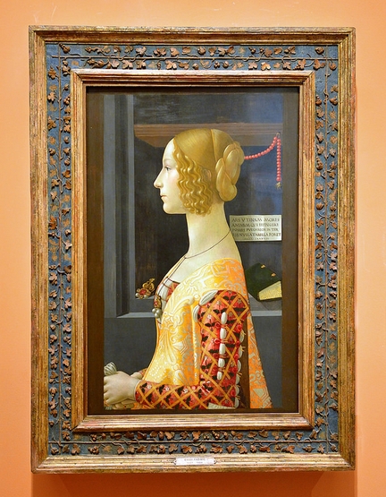 Portrait de Giovanna Tornabuoni (1489-1490), tempera sur panneau bois, 77 x 49 cm, musée Thyssen-Bornemisza, Madrid - Espagne