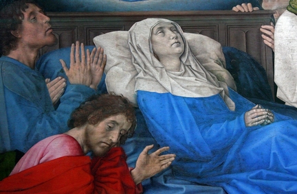 La mort de la Vierge Marie (1472-1480), huile sur panneau bois, 147,8 x 122,5 cm, Groeninge Museum, Bruges - Belgique