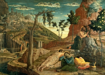 La prière au jardin des oliviers, un des deux éléments de la prédelle du triptyque de San Zeno de Vérone (1457-1459), huile sur panneau bois, 71,1 x 93,7 cm, musée des Beaux-Arts, Tours - France