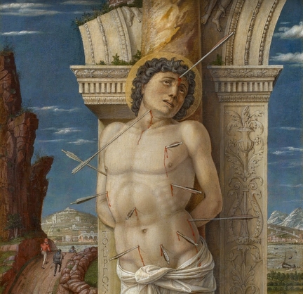Le martyr de saint Sébastien (vers 1456-1459), huile sur panneau bois, 68 x 30 cm, Kunsthistorisches Museum, Vienne - Autriche