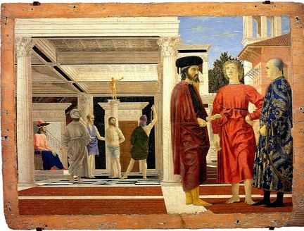 La Flagellation du Christ (1444-1478), tempera sur panneau bois, 58,4 x 81,5 cm, Galleria Nazionale delle Marche, Urbino - Italie