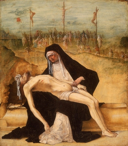 Pietà (1482), huile et tempera sur panneau bois, 33 x 30 cm, Walker Art Gallery, Liverpool - Royaume-Uni
