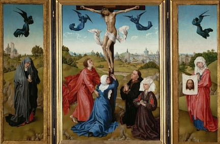 Crucifixion (vers 1445), huile sur panneau bois, panneau central: 101 x 70 cm, volet: 101 x 35 cm, Kunsthistorisches Museum, Vienne - Autriche