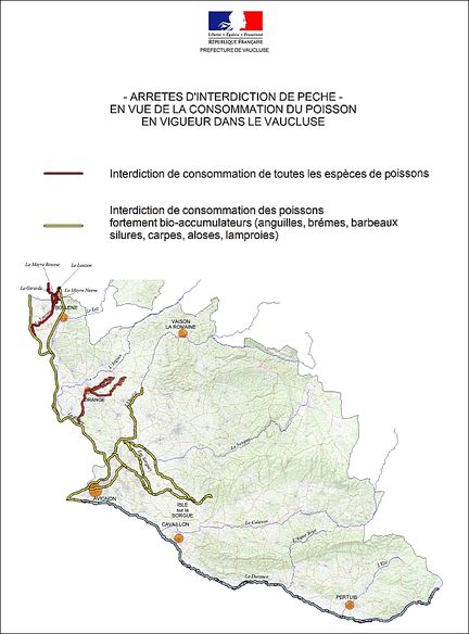 Arrêtés d'interdiction de pèche en vue de la consommation en vigueur dans le Vaucluse (2013)