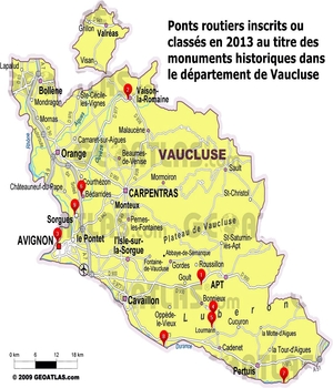 Les ponts routiers inscrits ou classs en 2013 au titre des monuments historiques dans le dpartement de Vaucluse