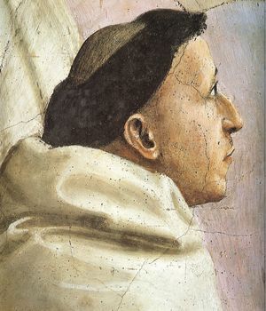 Masaccio et ses compagnons - visage d'un des Carmes représentés dans la fresque de Saint Pierre en chaire - chapelle Brancacci - Santa Maria del Carmine à Florence