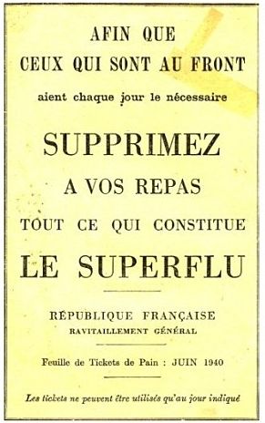 1940 Rationnement du pain