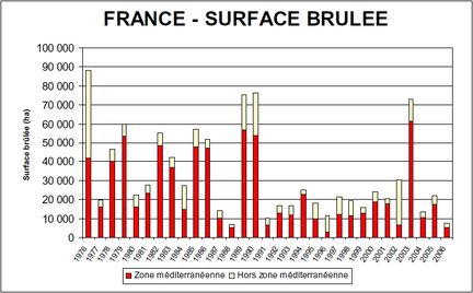 France - tableau de surface brle de 1976  2006