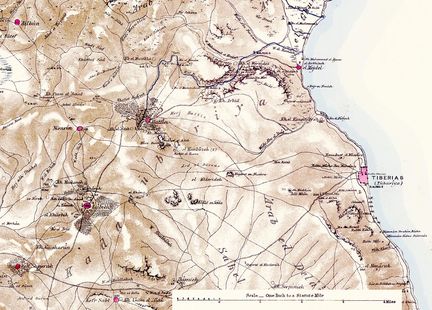 Magdala - Migdal/el-Mejdel - Carte de 1870 de la rgion de Tibriade