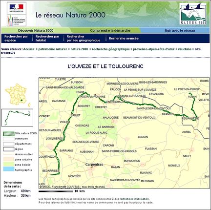Natura Natura 2000 - Ouvèze et Toulourenc