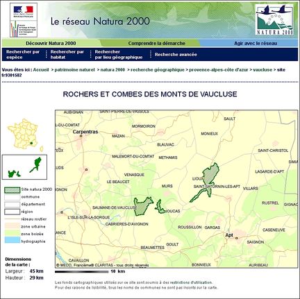 Natura 2000 - Rochers et Combes des Monts de Vaucluse
