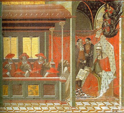 Pape Jean XXII approuvant la Rgle des Carmes - Pietro Lorenzetti - 1327 - Gold and tempera on panel - Siena, Pinacoteca Nazionale