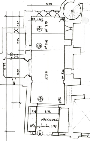 Abbaye Saint-Hilaire, monument historique class des XIIe et XIIIe sicles, premier btiment conventuel carme (XIIIe sicle) du Comtat Venaissin (1274-1791) - Mnerbes - Vaucluse - Chapelle du XIIIe - Plan