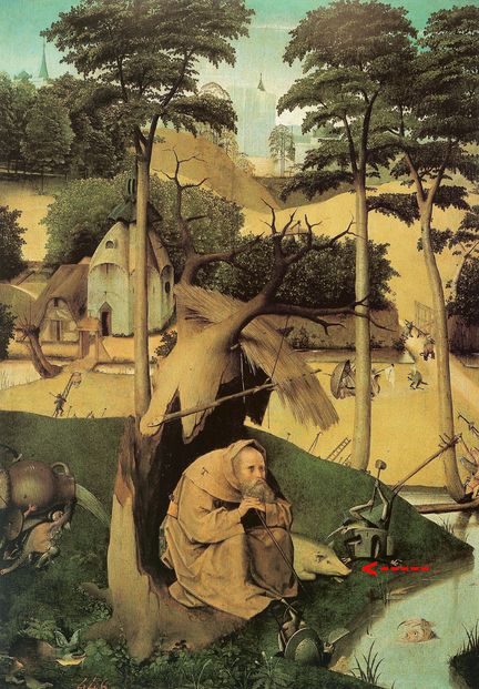 La Tentation de saint Antoine, 73 x 52,5 cm, huile sur panneau, aprs 1490 - Jrme Bosch - Muse du Prado  Madrid