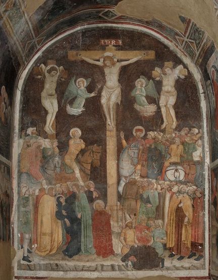 Crucifixion - Chapelle ddie  Santa Maria Maddalena (Marie-Madeleine) dans l'glise San Domenico (XIIIe et XIVe) de Spoleto, Italie
