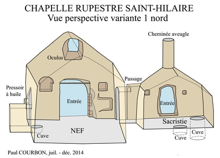 Abbaye Saint-Hilaire, monument historique class des XIIe et XIIIe sicles, premier btiment conventuel carme (XIIIe sicle) du Comtat Venaissin (1274-1791) - Mnerbes - Vaucluse - Perpective 1-nord