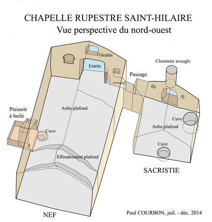 Abbaye Saint-Hilaire, monument historique class des XIIe et XIIIe sicles, premier btiment conventuel carme (XIIIe sicle) du Comtat Venaissin (1274-1791) - Mnerbes - Vaucluse - Plan