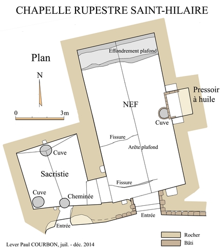 Abbaye Saint-Hilaire, monument historique class des XIIe et XIIIe sicles, premier btiment conventuel carme (XIIIe sicle) du Comtat Venaissin (1274-1791) - Mnerbes - Vaucluse - 2014, plan