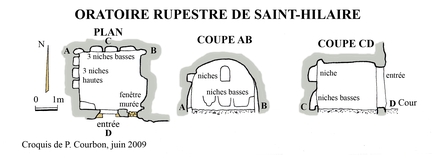 Abbaye Saint-Hilaire, monument historique class des XIIe et XIIIe sicles, premier btiment conventuel carme (XIIIe sicle) du Comtat Venaissin (1274-1791) - Mnerbes - Vaucluse - Autre pice troglodytique sur la terrasse ouest