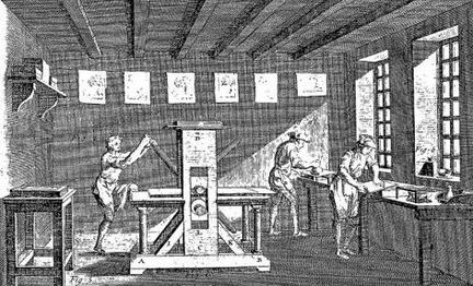 presse xylographique de Gutenberg avec des caractres mobiles