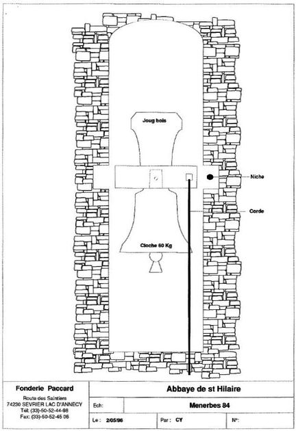 Abbaye Saint-Hilaire, monument historique class des XIIe et XIIIe sicles, premier btiment conventuel carme (XIIIe sicle) du Comtat Venaissin (1274-1791) - Mnerbes - Vaucluse - Plan Paccard