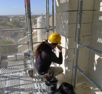 2014/2015, travaux de restauration des faades et du clocher de la Collgiale Notre-Dame-des-Anges - L'Isle-sur-la-Sorgue